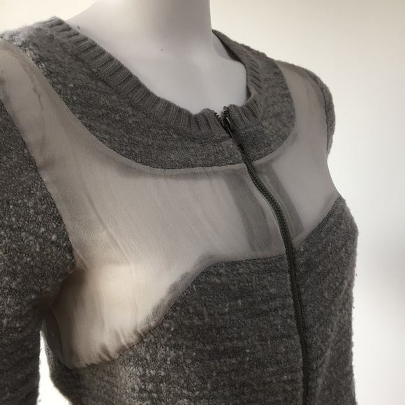 The Koupples Gray Zip Sheer Panel Sweater Jacket S - Picture 2 of 4
